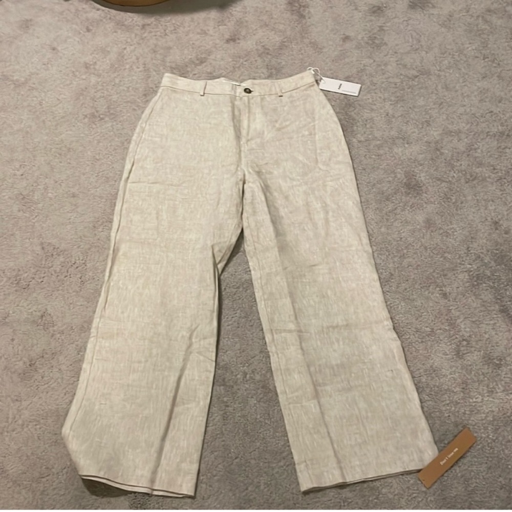 Reformation, Freddie linen pants in oatmeal, 8P, NWT